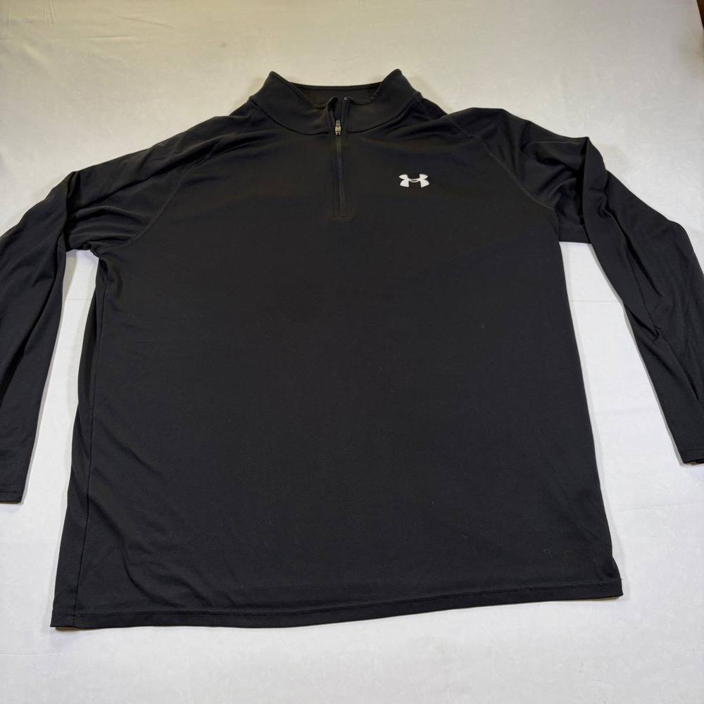 Under Armour Mens 2XL Black HeatGear Loose Fit Quarter Zip Long Sleeve Pullover